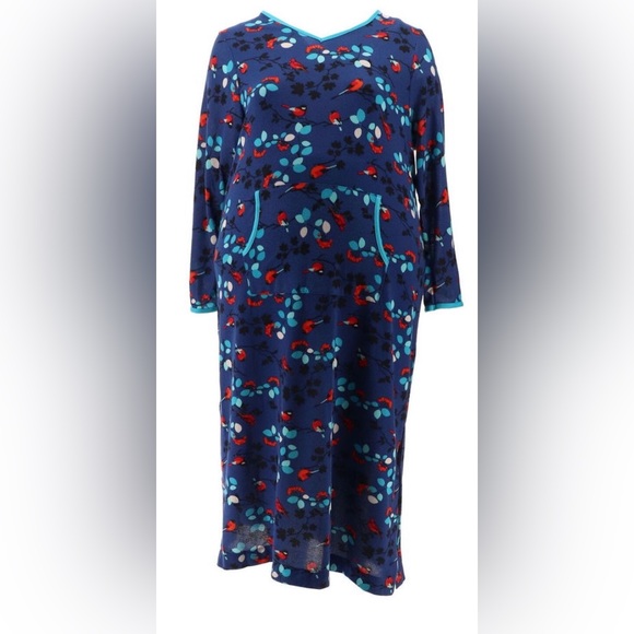 maxi nightgown kangaroo pocket L/S NWOT comfort code by cuddlduds - Picture 4 of 8